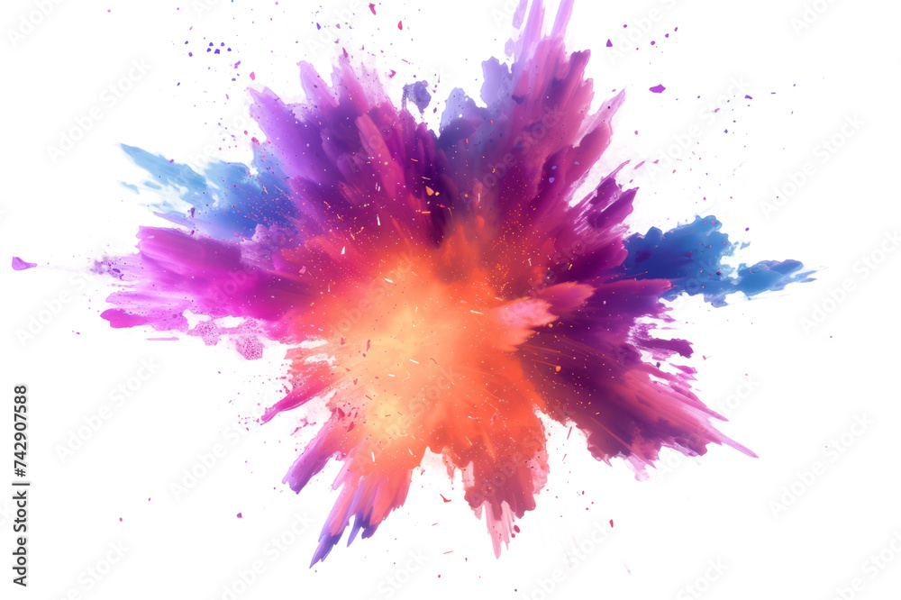explosion with neon-colored glows and gradients, giving it a futuristic and electrifying appearance against a white background.