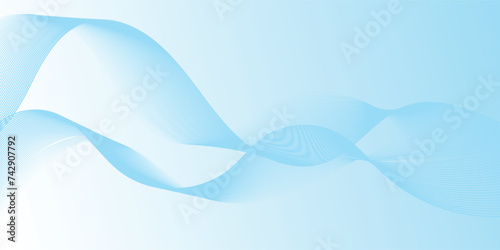 abstract blue wave lines frame on white background