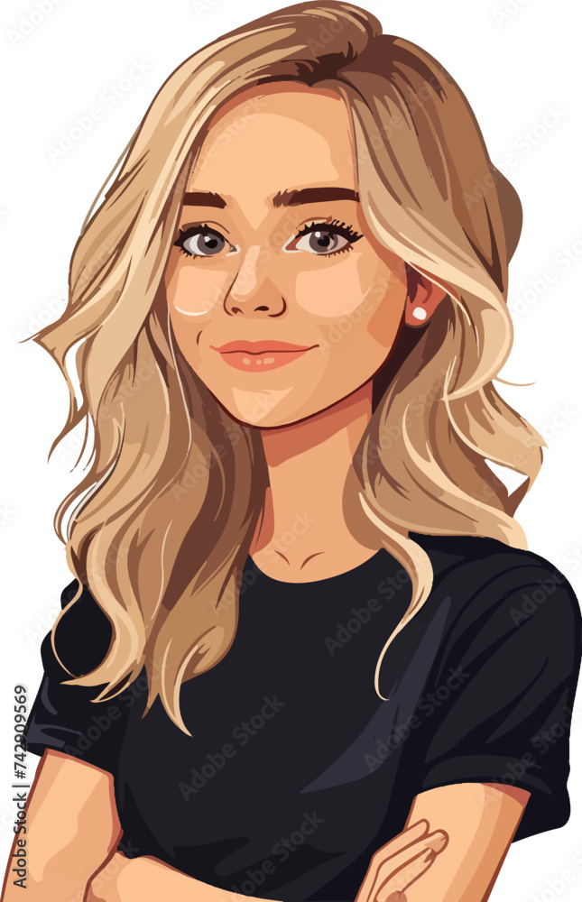Cartoon illustration of a woman in vectorial Cartoon illustration of a woman in vectorial