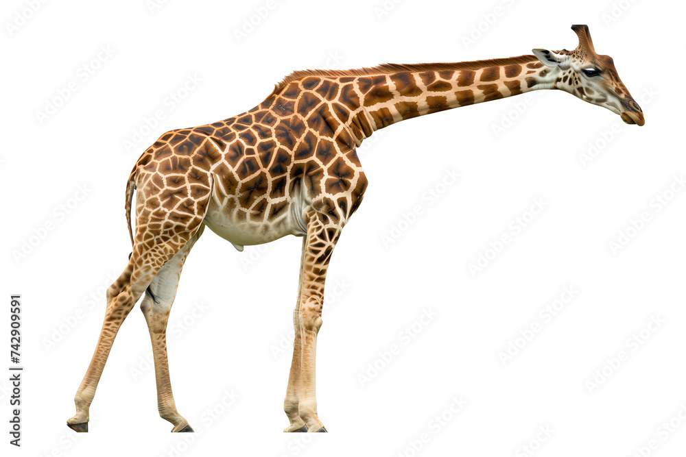Obraz premium Giraffe standing isolated on white