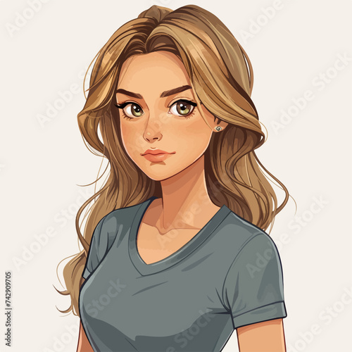 Cartoon illustration of a woman in vectorial