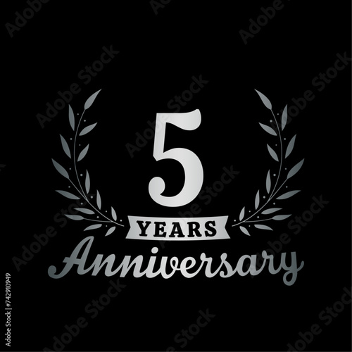 Celebrating 5 years anniversary logo design template. 5th anniversary celebrations logotype. Vector and illustrations.