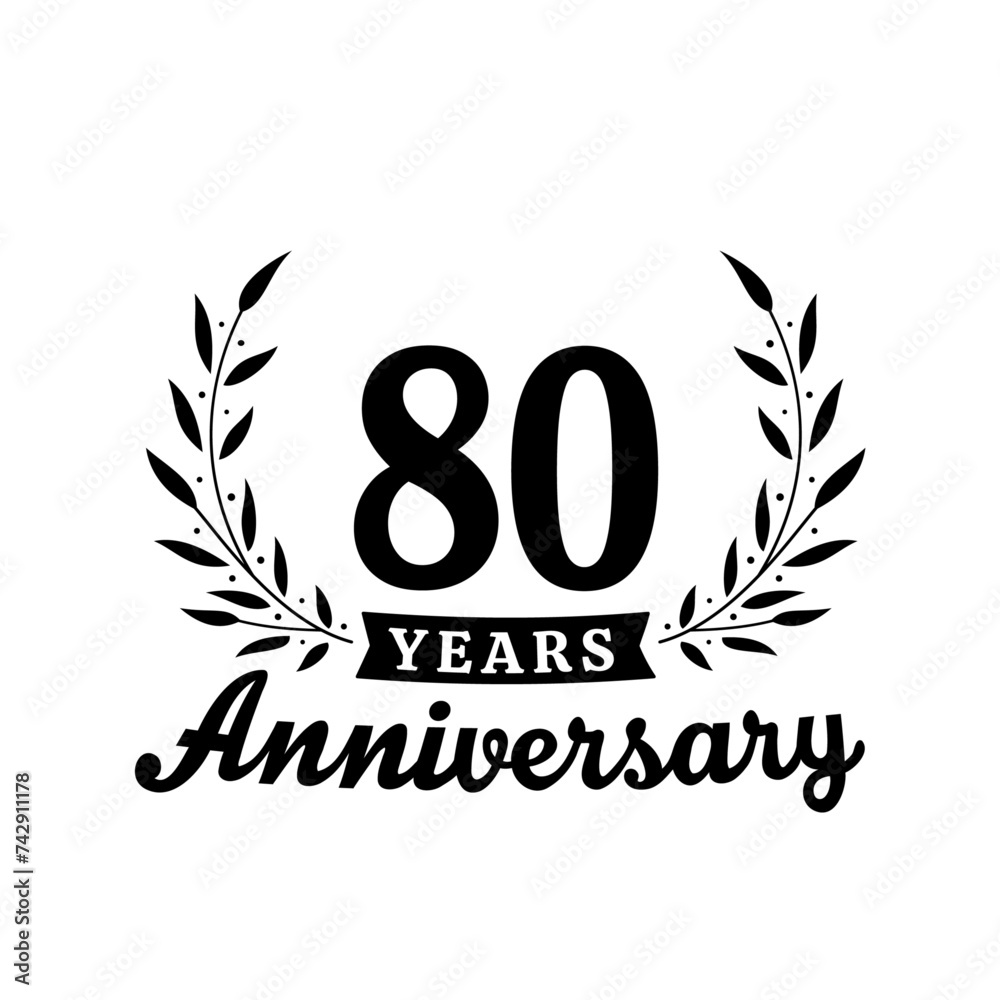 Celebrating 80 years anniversary logo design template. 80th anniversary celebrations logotype. Vector and illustrations. Celebrating 80 years anniversary logo design template. 80th anniversary celebrations logotype. Vector and illustrations.