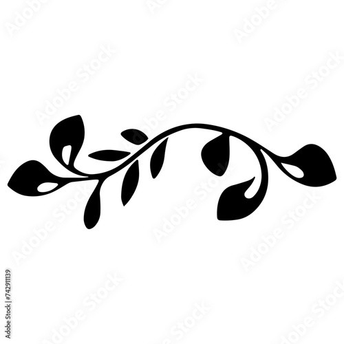Simple ornament Border, outline, silhouette Decorative Hand drawn symbols frames minimal shapes plant flower line stroke.