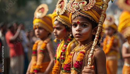 Child Dressed as Hindu God in Procession