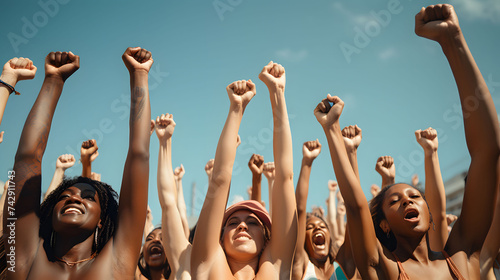 Arms raised in protest