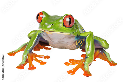 Image of a red-eyed frog on a tree branch