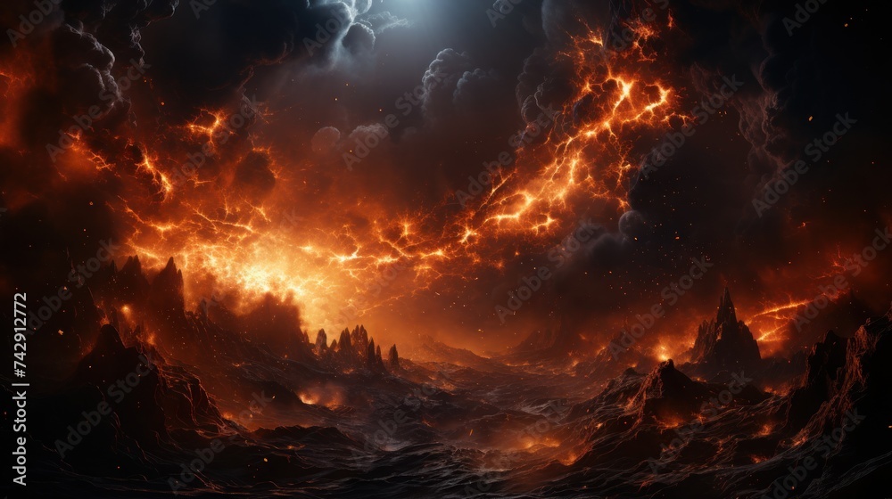 Dramatic cosmic event depicting the explosion of a black hole in the depths of space. Dramatic cosmic event depicting the explosion of a black hole in the depths of space.