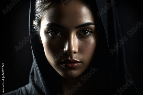 portrait of a woman mysterious beauty shadowed low key 