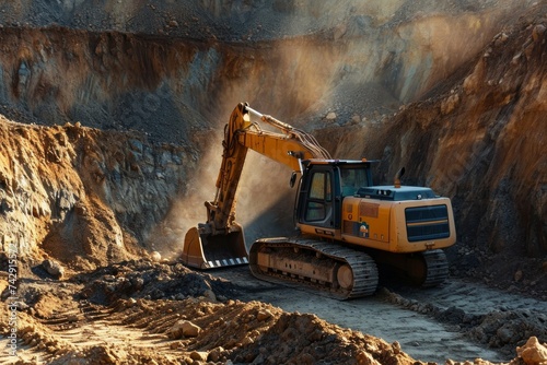 Excavadora trabajando en una mina a cielo abierto
