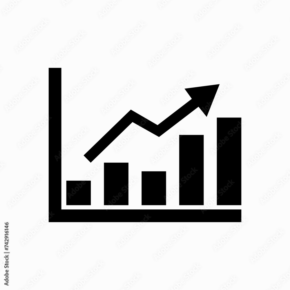 Vector growing graph icon Vector growing graph icon
