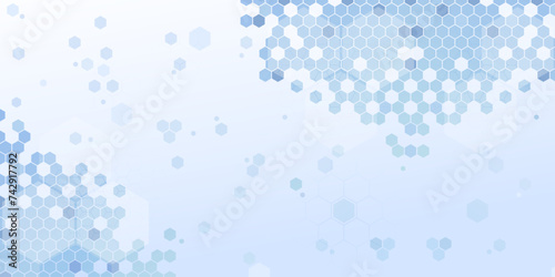 Background pentagon pattern. Vector backdrop for data or science concept. Digital wallpaper with biological or biochemistry molecular structure. Hexagon or polygon, honeycomb system decoration