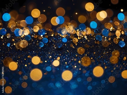 abstract background with Dark blue and gold particle.