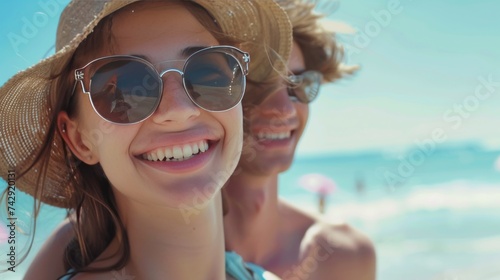 Sunny Beach Day with Happy Individuals © esp2k