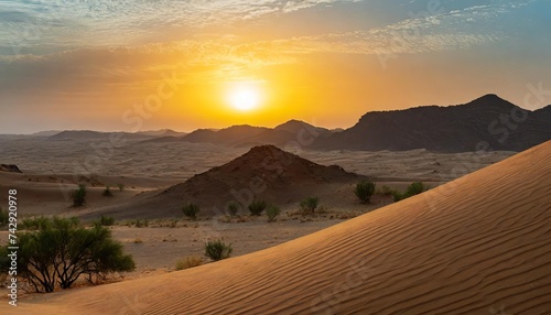 Generated image of sunrise in the desert