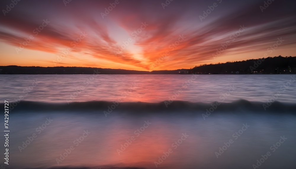 long exposure of a sunset over water