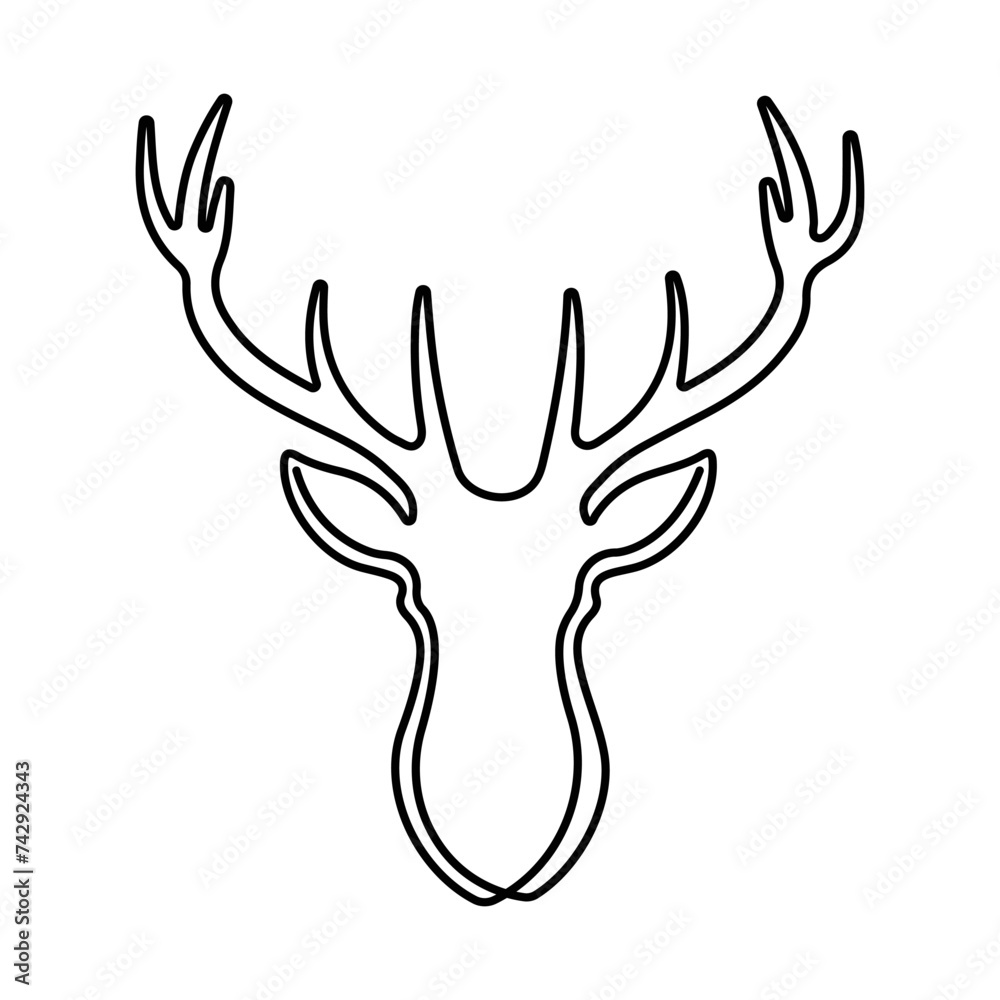 Deer head one line art Continuous one line of deer head hand drawing vector art