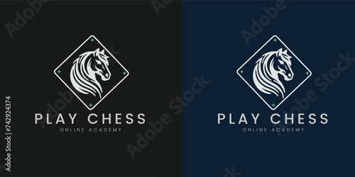 Chess online club logo design temple