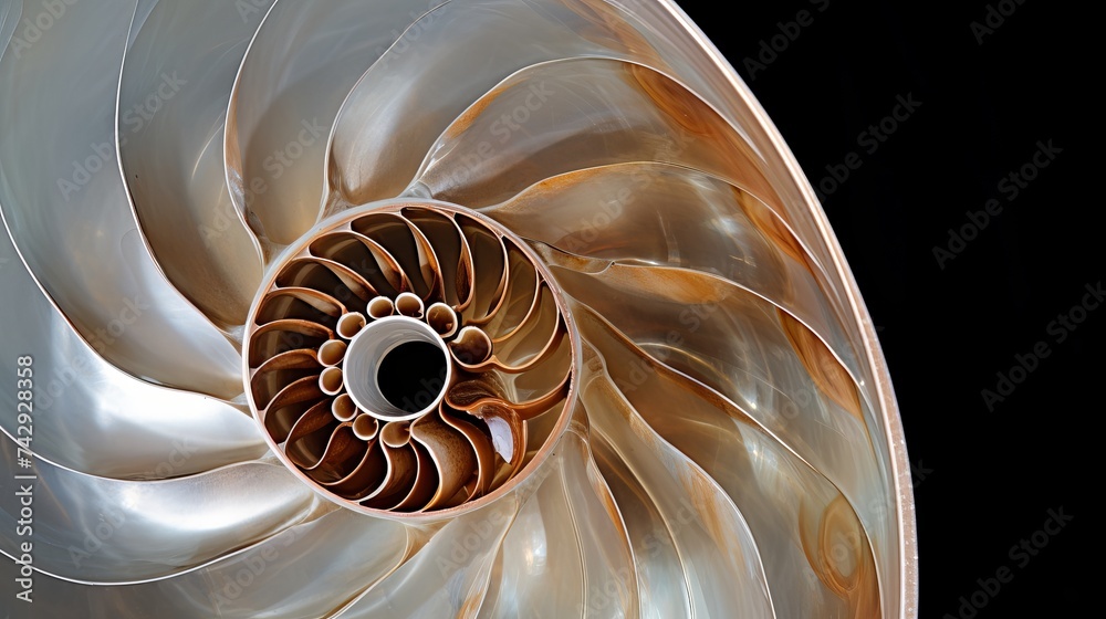 Obraz premium Inside of Nautilus Shell Showing Spiral
