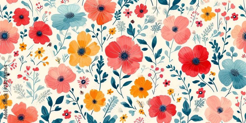 Floral pattern pastel color schemes
