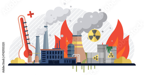 Waste pollution vector illustration. Effective waste management practices can mitigate negative effects waste pollution The pollution and dirt resulting from waste mishandling harm both humans