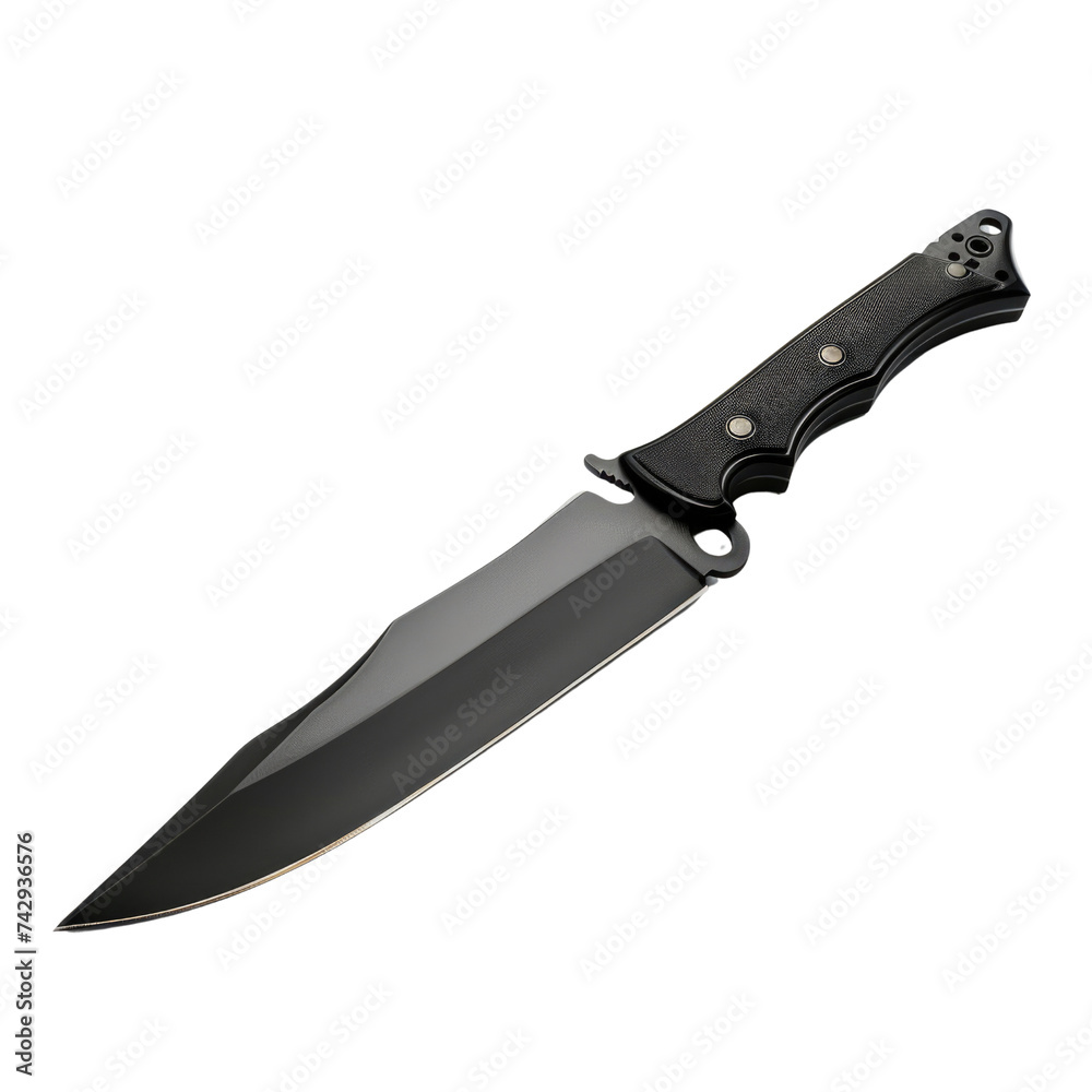 Tactical Combat Knife with Black Handle. A single tactical combat knife with a textured black handle, isolated on black.
Tactical Combat Knife with Black Handle. A single tactical combat knife with a textured black handle, isolated on black.