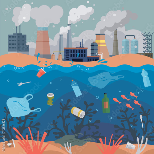Waste pollution vector illustration. Waste management is key to mitigating negative environmental impacts waste Ecological considerations should be integrated into waste management practices