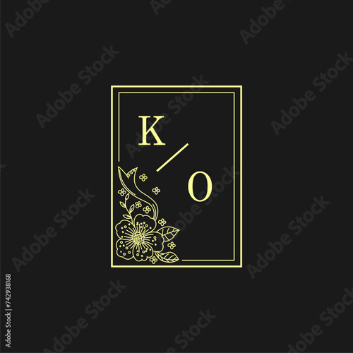 KO Initials Wedding Logo, Wedding Monogram, Luxury Wedding Logo
