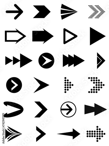Black vector arrows, pack, arrow icon, arrow, pointer, cursor