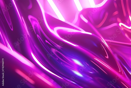 Vibrant Purple and Pink Abstract Background with Fluid Shapes and Neon Lights
