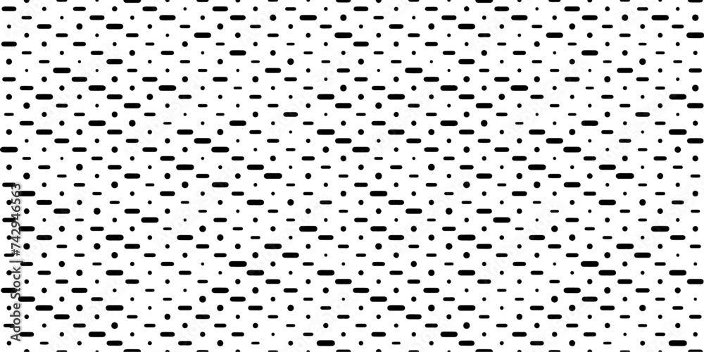 dashed line pattern with small circle. striped background. Different size pattern.  seamless texture. short lines with rounded corner. vector illustration - obrazy, fototapety, plakaty 