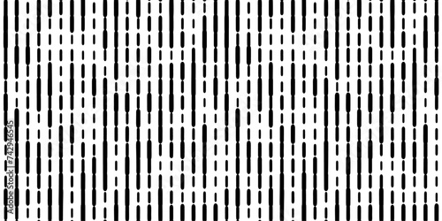 dashed line pattern. Abstract minimalistic seamless pattern. vertical short thick irregular dashed lines. Vector minimal monochrome black and white background design 