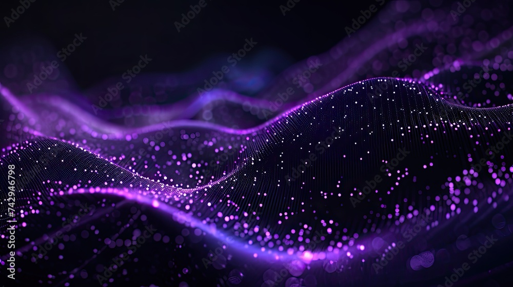 Abstract digital particles wave with depth of field and bokeh Abstract digital particles wave with depth of field and bokeh