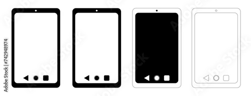 Vector e ilustración de iconos de celulares con colores en blanco y negro.