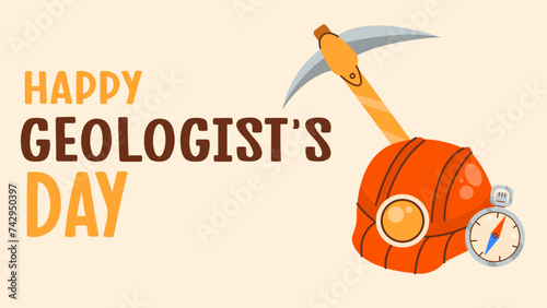 Simple vector illustration of world geologists day.Banner on geology theme