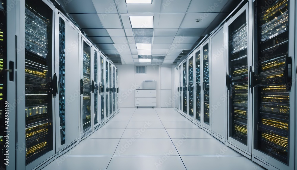 White Server Room Network_communications server cluster in a server room White Server Room Network_communications server cluster in a server room