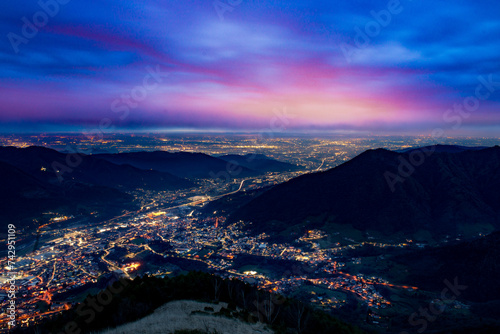 Seriana valley illuminated at sunset photo