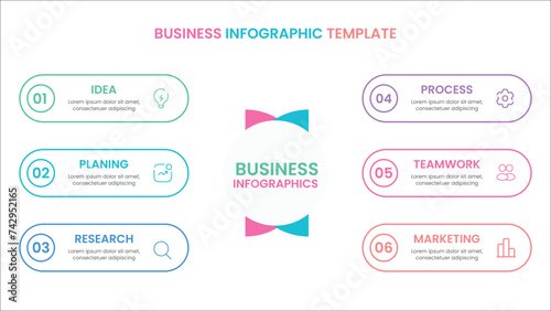 Business infographic design template with steps or processes. Can be used for workflow layout, diagram, annual report, web design