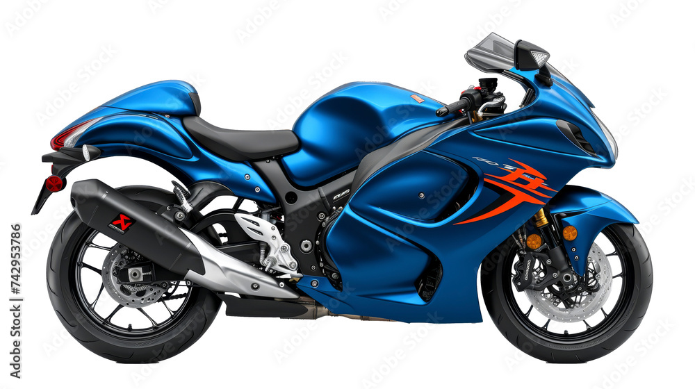 Blue Motorcycle on White Background