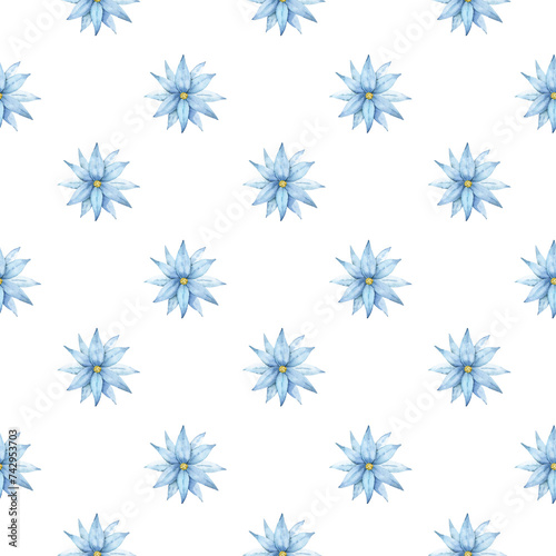 Watercolor floral seamless pattern. Gently hand painted background with tiny blue flowers. (ID: 742953703)