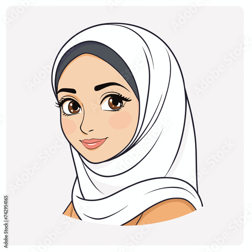 Hijab woman muslim girl vector cartoon illustration