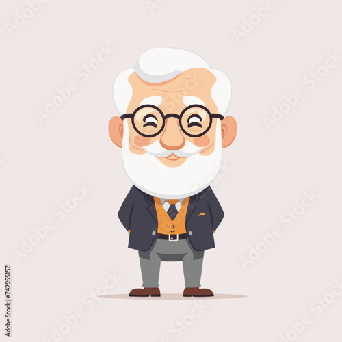 Old man grandpa with glasses cartoon illustration elder character design