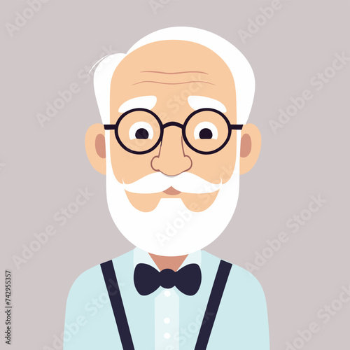 Old man grandpa with glasses cartoon illustration elder character design