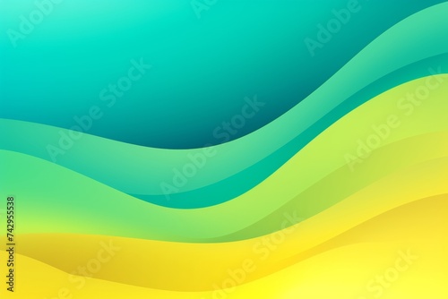Yellow to Green to Cyan abstract fluid gradient design, curved wave in motion background for banner, wallpaper, poster, template, flier and cover
