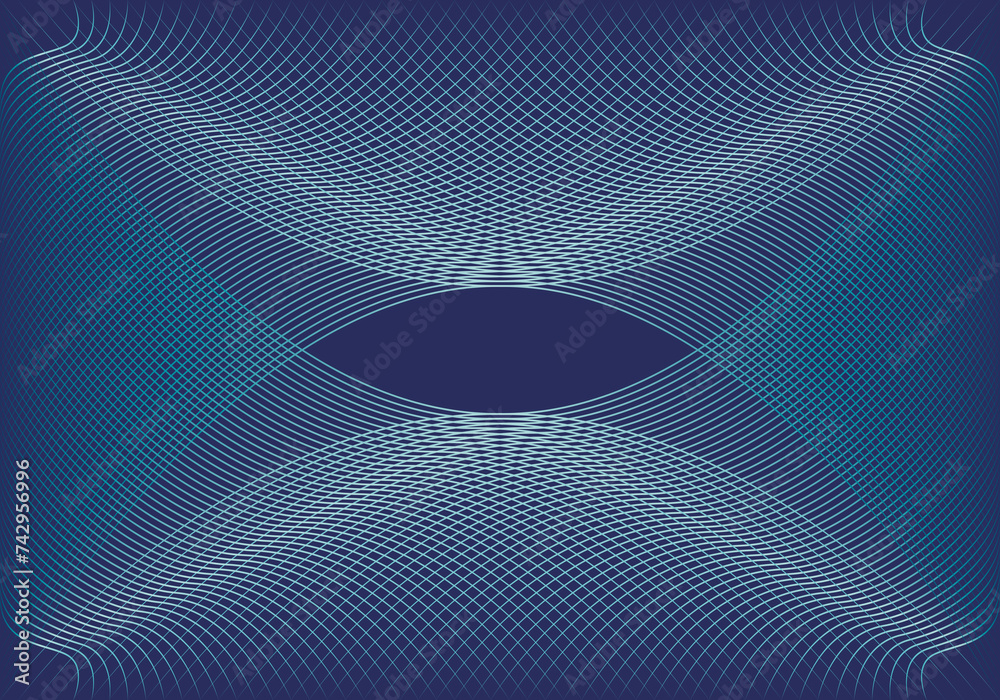 Fondo azul con líneas en forma de malla curvas. 