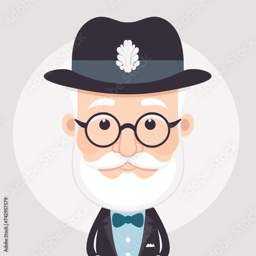 Old man grandpa with glasses cartoon illustration elder character design
