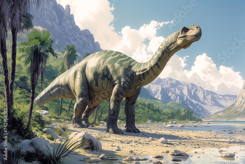 Apatosauruses dinosaur  Brontosaurus  prehistoric extinct animal  Jurassic period  Mesozoic era