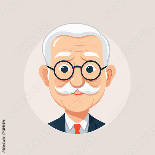 Old man grandpa with glasses cartoon illustration elder character design