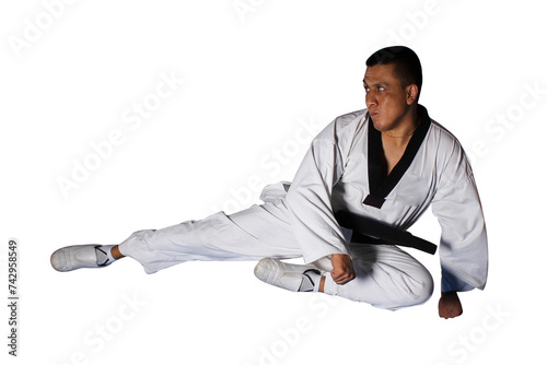 Jumping side kick yop chagui taekwondo isolated transparency png photo