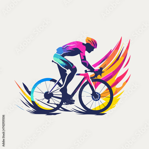 Colorful cycling logo vector